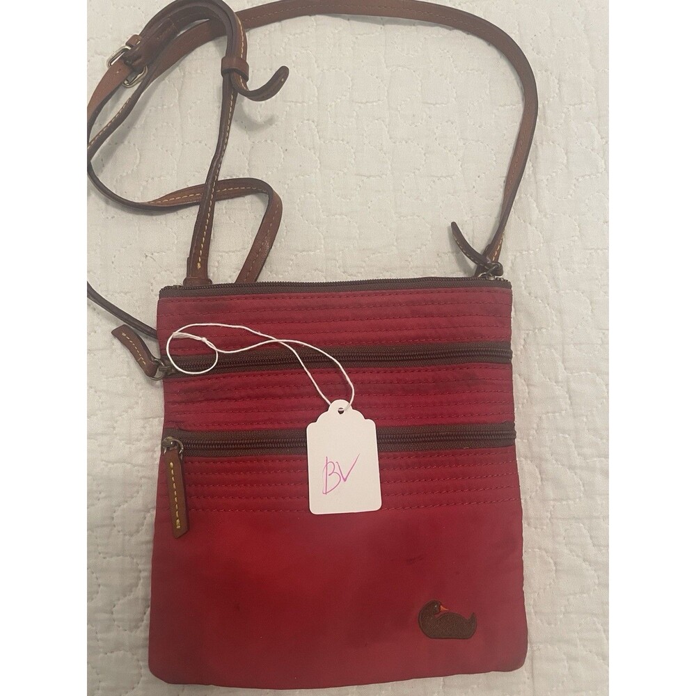 Dooney and Bourke Mini Crossbody Purse Red Canvas Flawed Flawed